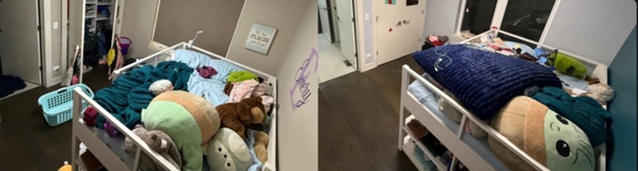 Before and after bedroom wall painting and interior updates